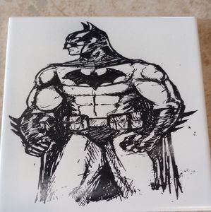 Batman ceramic tile laser engraving